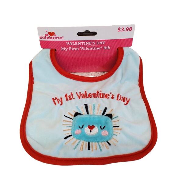 My First Valentines Day Bib Baby Bib My First Valentine Bib in Blue - Picture 1 of 6